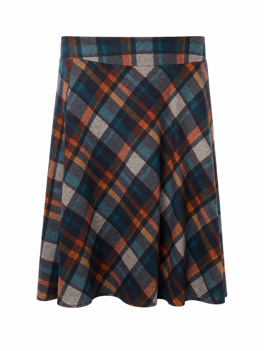 NYCC Multicolor Plaid Bias Cut A Line Midi Skirt Pull On Fall Academia Preppy - Picture 2 of 11